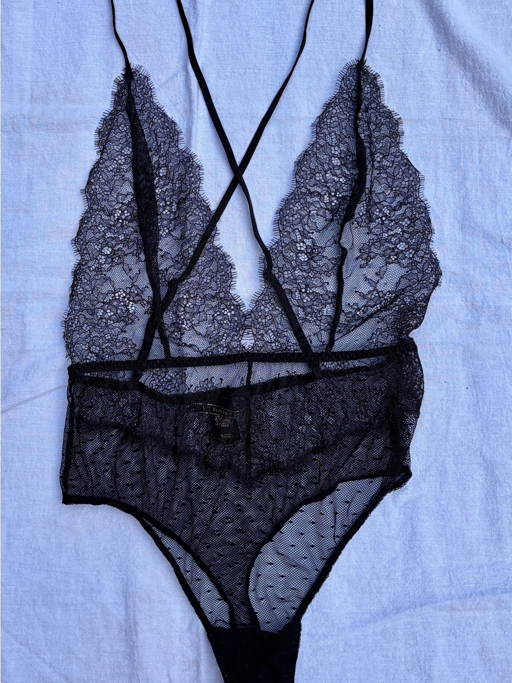 Victoria's Secret Black Lace Sheer Teddy Bodysuit NWOT Size S